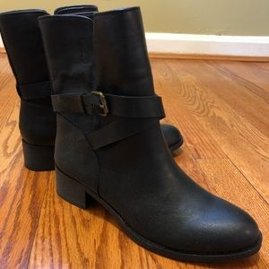 Black leather Moto boots